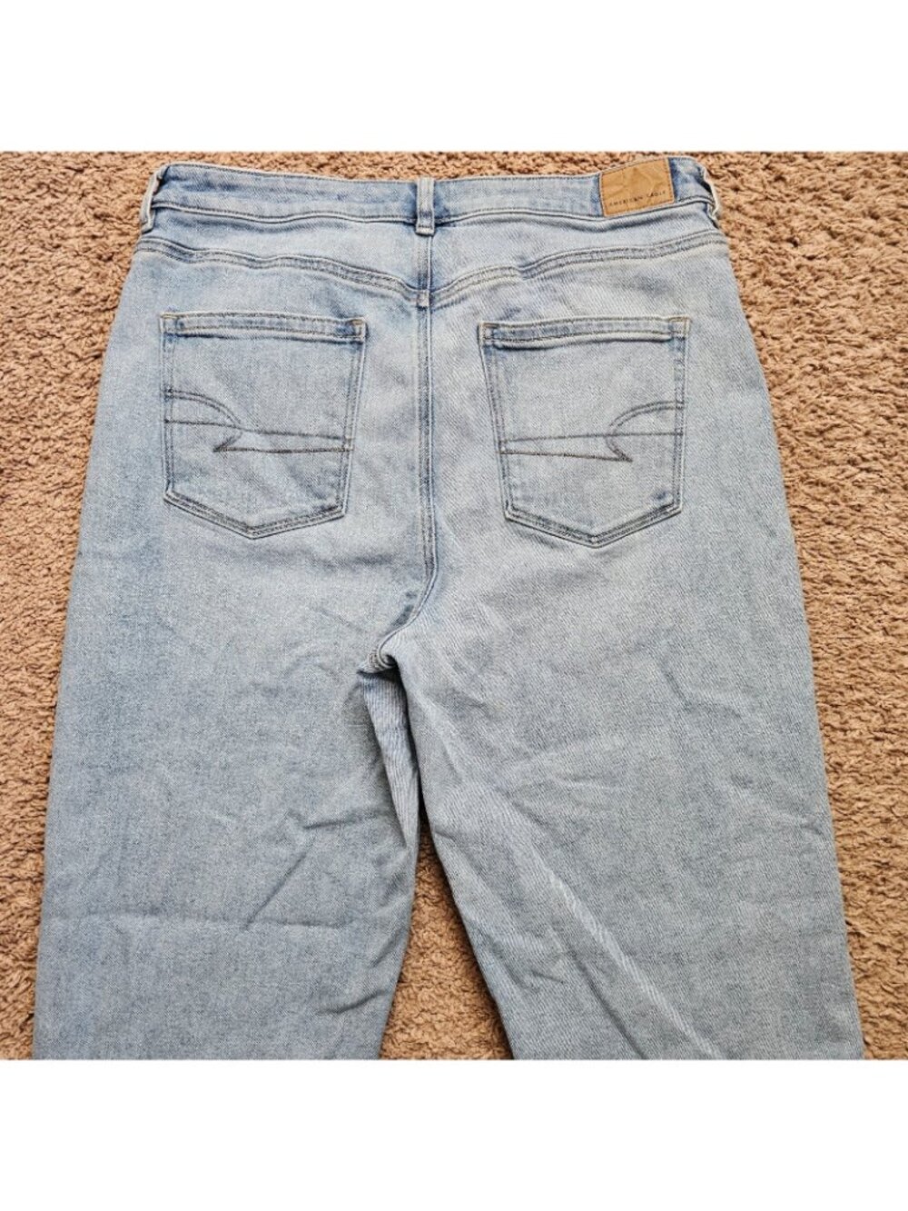 American Eagle Mom Straight Jeans Womens 14 Blue High Rise Denim Stretch - Picture 5 of 9